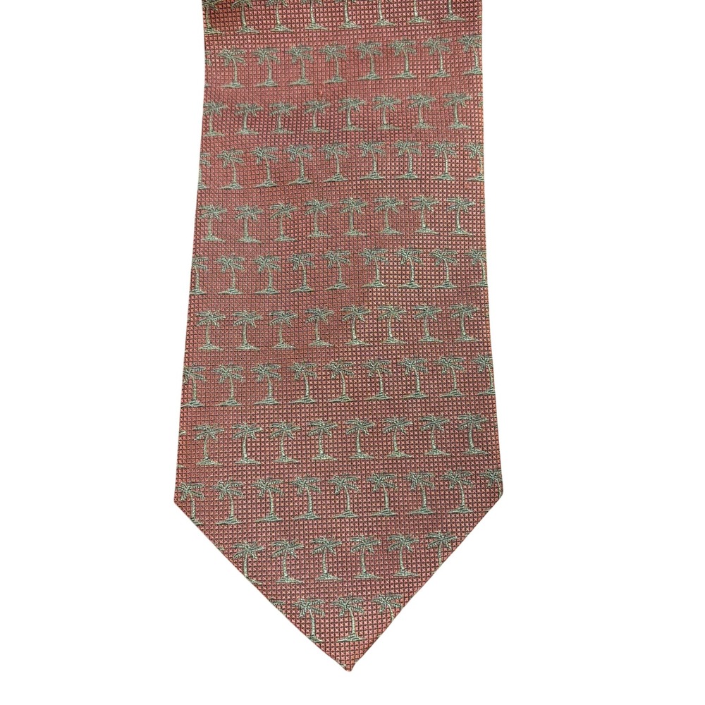 Tommy Bahama Off Island Mens Silk Tie Rust Red Palm Tree Tropical‎ Hand Made - Picture 2 of 8